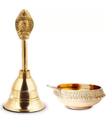Brass Pooja Diya with Bell (Pack of 2)