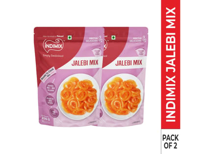 INDIMIX Instant Ready to Cook Jalebi Mix, Ready In 3 Steps, Healthy & Tasty 200 g - Pack of 2