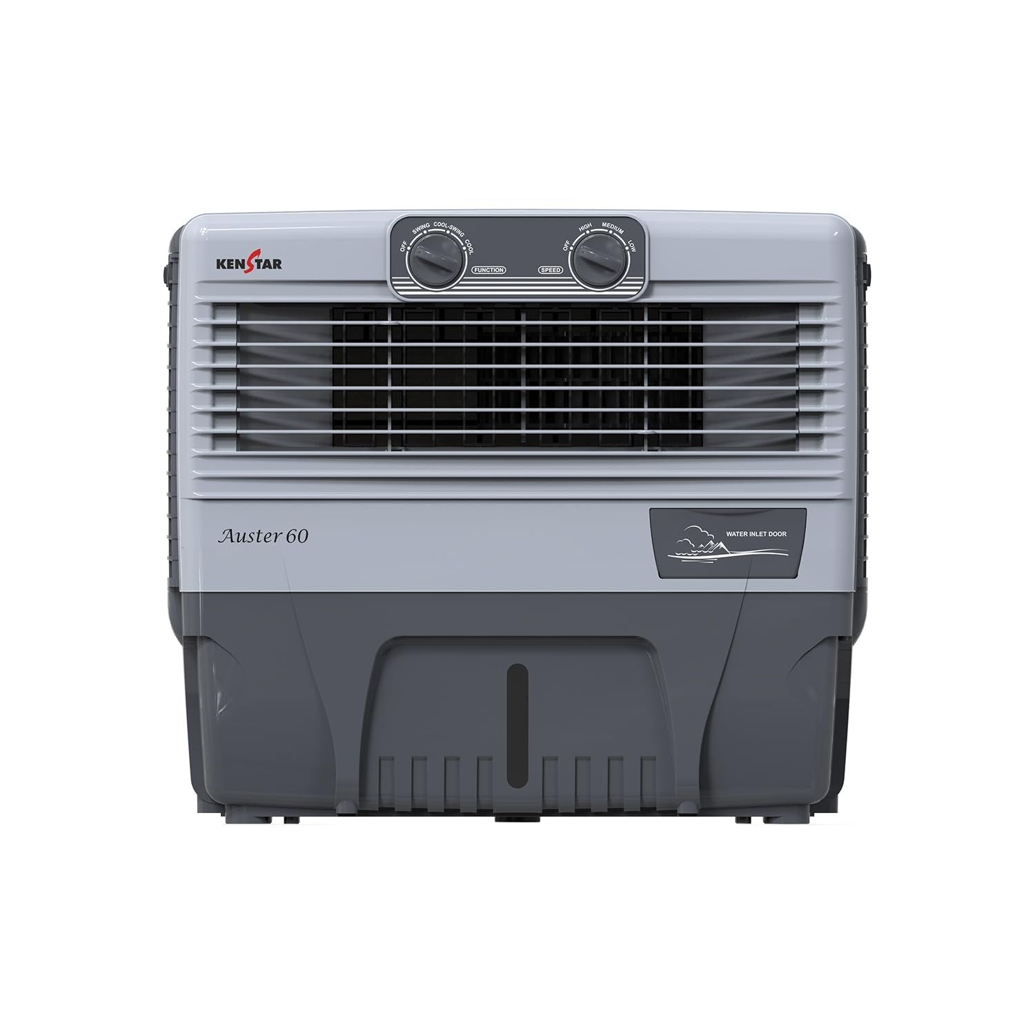 Kenstar Auster 60 Window Air Cooler for Home - Inverter Compatible, Wood Wool Cooling Pads, Collapsible Louvers (60L, 210 Watts) - Gray