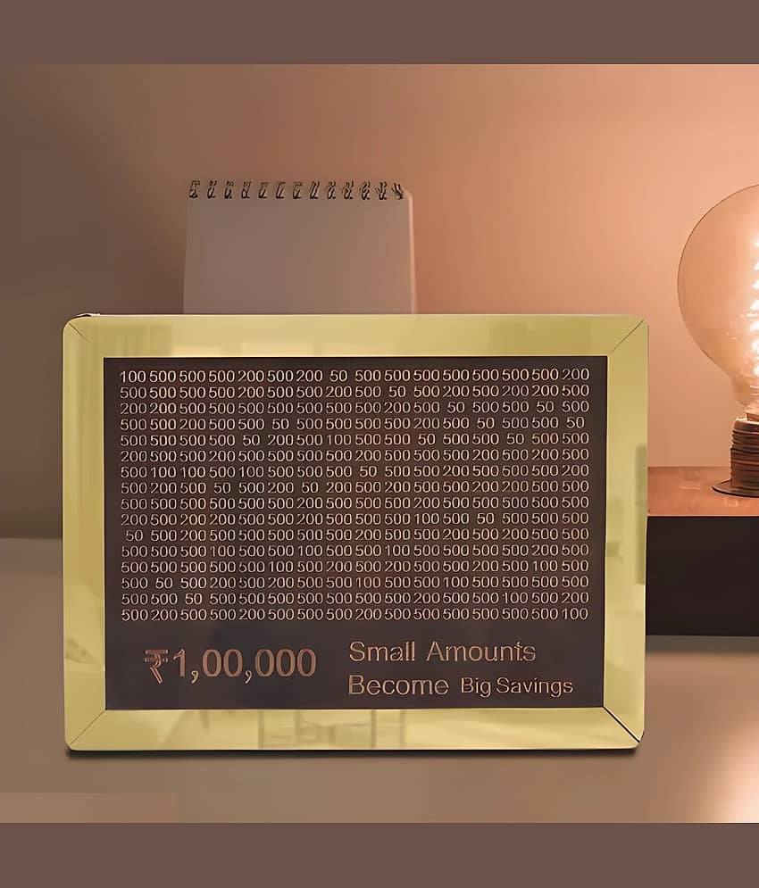 Radhe Creation Wood Brown Piggy Bank ( Pack of 1 )