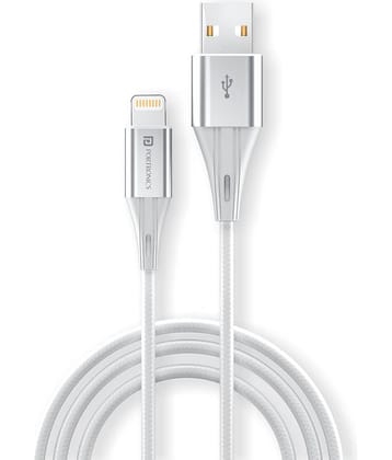 Portronics Konnect B Plus 8 Pin USB Cable:Nylon Braided 8 Pin USB Cable With Metal Heads ,White (POR 1397)