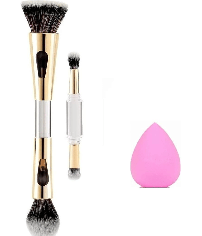4in1 Travel Foundation Brush Blush Blending With Mini Heart Sponge,Pack of 2