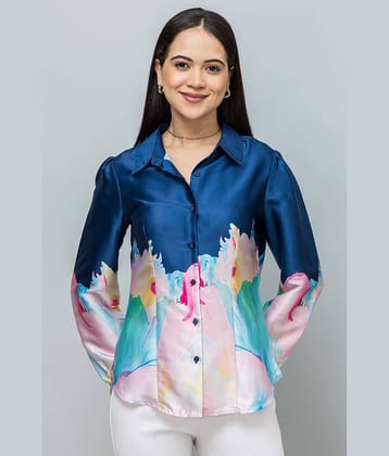 Purys Women Printed Satin Shirt ( White )