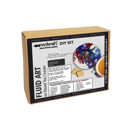 Fluid Art on Round Tea Coasters with stand DIY Kit by Penkraft
