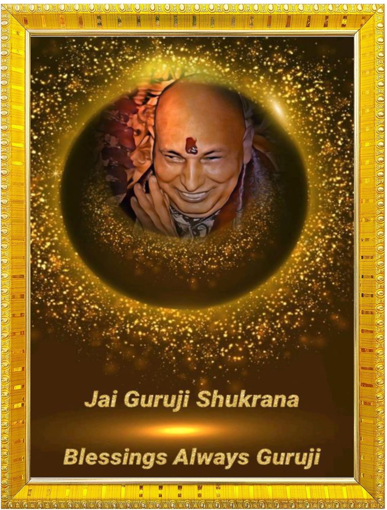 NOKKES Jai Guru Ji Swaroop Shukrana Guru Ji Golden 5X7 Inch Photo Frame_AQW18