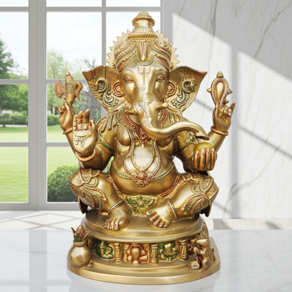Brass Showpiece Ganesh Ji God Idol Statue (BSMAS611 A)