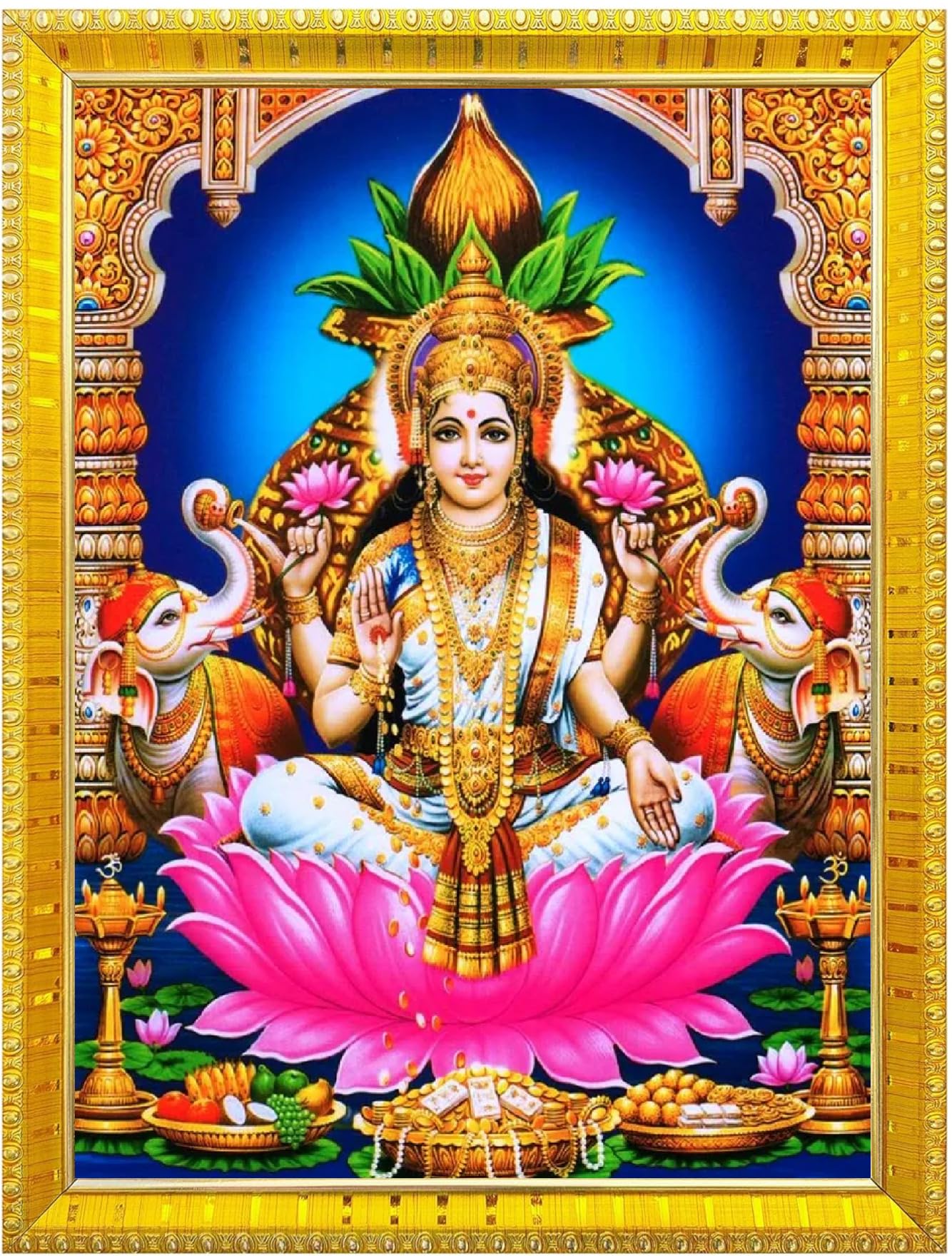 NOKKES Laxmi Devi Maa Mata Photo Frames Religious Photo frame 5X7 Inch Photo Frame_W34