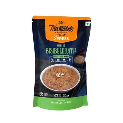 Trumillets 180gm Instant Kodo Millet Bisibele Bath Powder Mix With Rice | Traditional Masalas Mix | Ready to Cook | Tasty Ready to Eat Bisibelabath | No Artificial Colors and Flavours