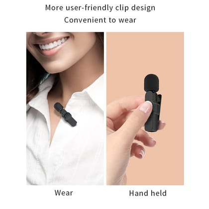 K8 Wireless Lavalier Microphone for Mobile Phone, Clip-On Mini Microphone with Receiver