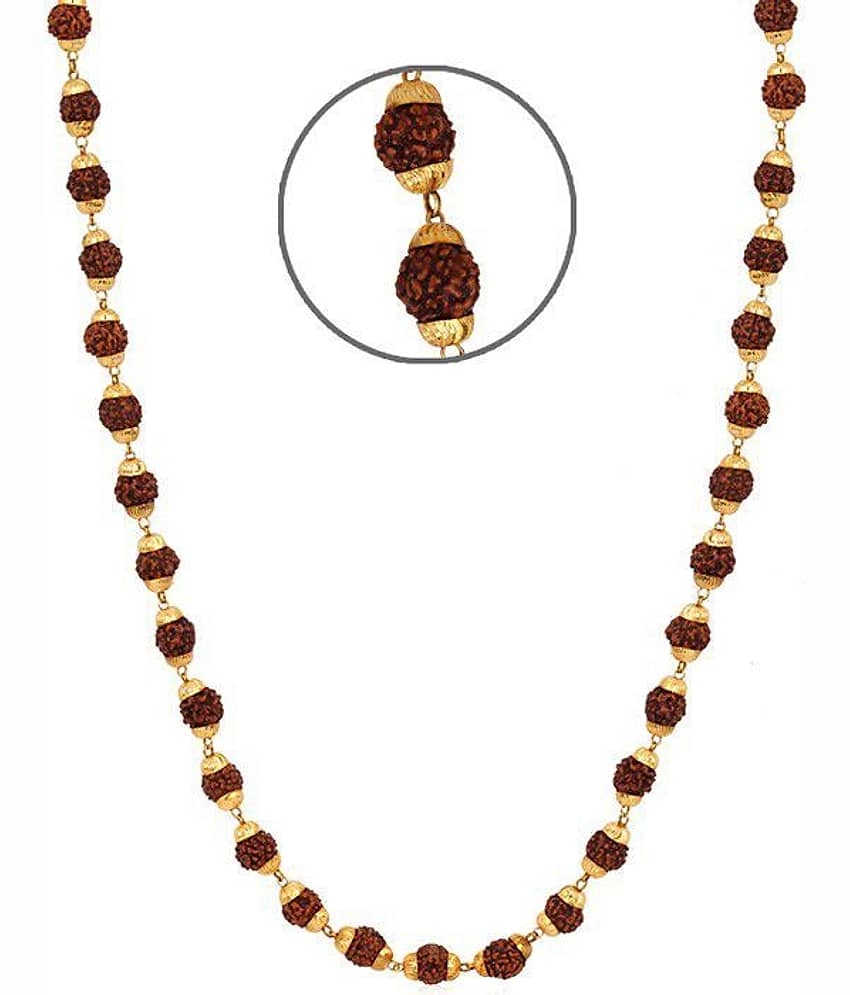 Rudraksha mala with golden cap Rudraksha Pack of 1