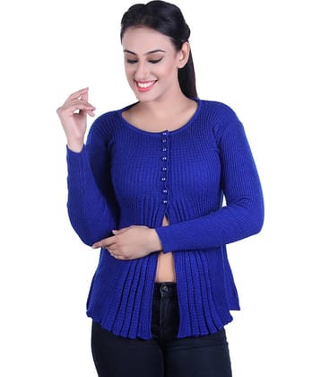 Ogarti Acrylic Blue Buttoned Cardigans - Single