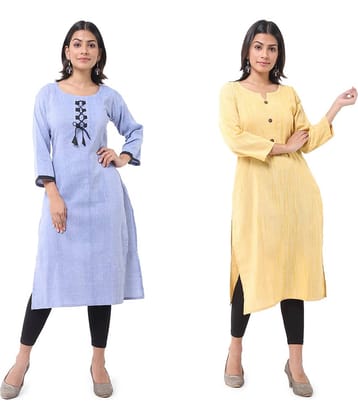 DESHBANDHU DBK - Multicolor Cotton Women's Straight Kurti ( Pack of 2 )