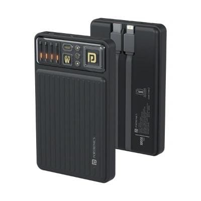 Portronics Luxcell Bind Mini 10k 10000mAh Nano Powerbank with 22.5W Fast Charging, in-Built Type C PD(Input & Output) /8 Pin Cable, LED Indicator, USB-A Mach Output, Compatible with Smartphones