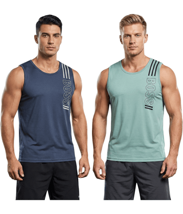 B.S sports wear Pack of 2 Polyester Gym Vest For Men ( Navy Blue )