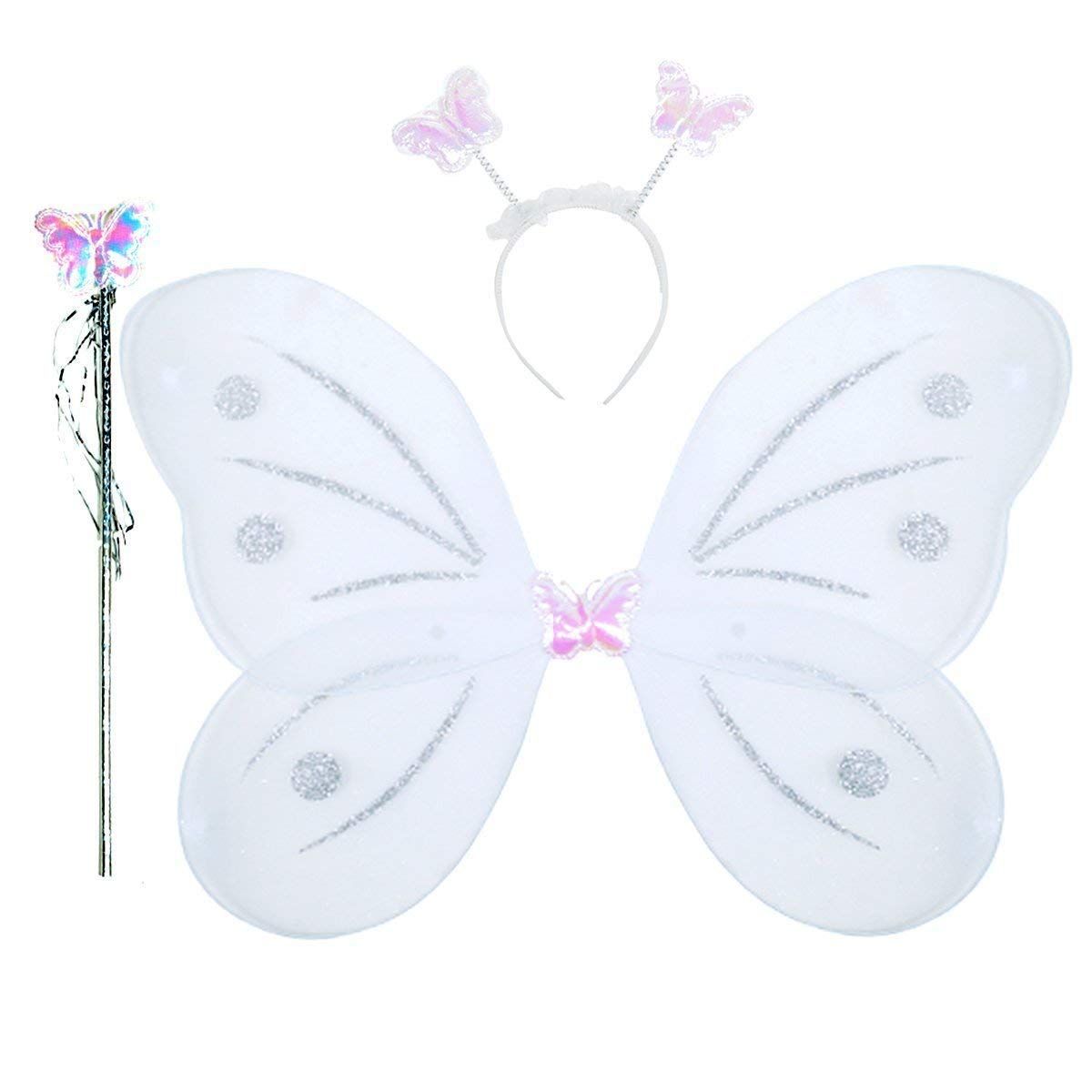Butterfly Wings Magic Wand and Hairband Fairy Costume Set, Size - 35/35 cm