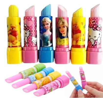 Delhi Deals Hub Lipstick Shape Cartoon Printed Erasers Pack of 6 Non Toxic Dust Free Fancy Stationery for Kids Multicolour Delhi Deals Hub Lipstick Shape Cartoon Printed Erasers Pack of 6 Non Toxic Dust Free Fancy Stationery for Kids Multicolour