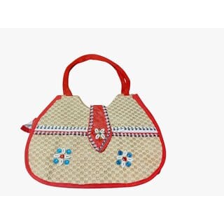 beautifully hand crafted jute bags for women Waterproof Multipurpose Bag (White, 7 L)