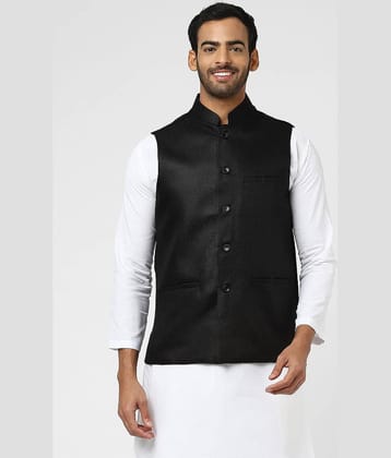 DESHBANDHU DBK Black Jute Nehru Jacket Single Pack