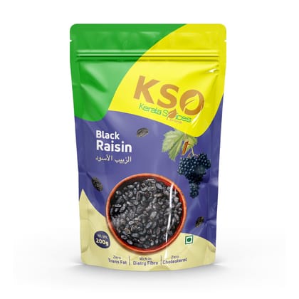 Kerala Spices Best Black Raisins 200g Naturally Sweet Dried Grapes Dry Fruits for Snacking and Cooking