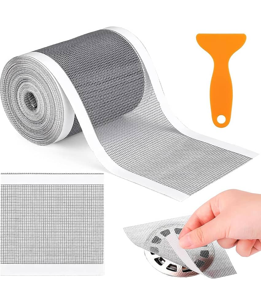 Kitchen Sink Strainer Disposable Hair Catcher Shower Drain Mesh Stickers roll, Cuttable PVC Mesh, DIY Shower Drain Cover Hair Catcher for Any Length