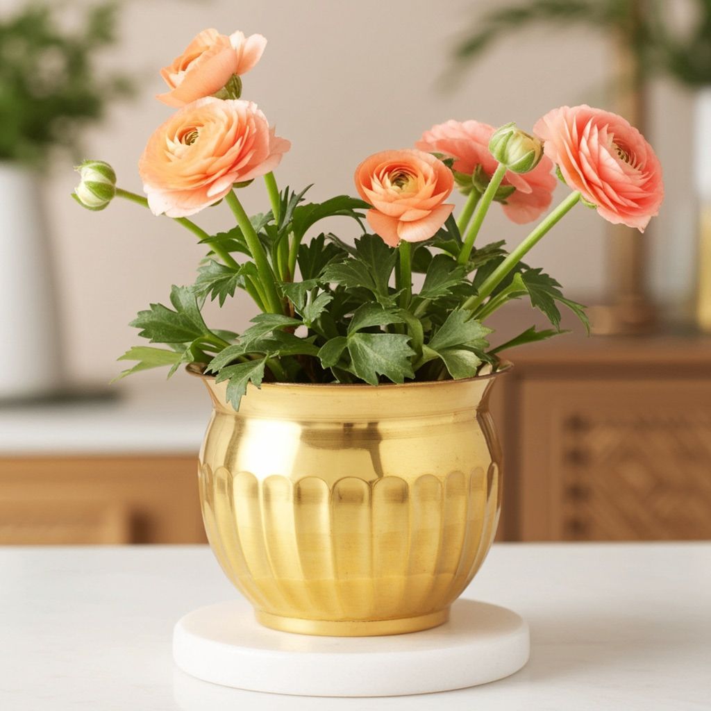 Brass Home Decorative Planter Gamla � Intricate Finish, Height : 7 Inch (FMAS253)