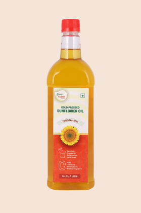 Green Habits Cold Pressed Sunflower Oil (1 Litre) | 100% Natural & Nutrient-Rich | Heart-Healthy Cooking