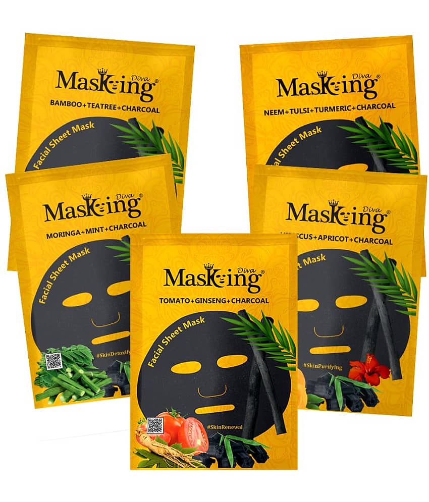 Masking Diva Multi Scent Face Sheet Mask Masks 125 ml Pack of 5
