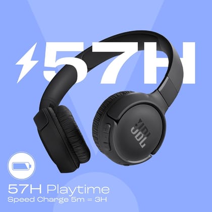 JBL Tune 520BT Wireless Headphones with Mic, Upto 57H Battery, Speed Charge