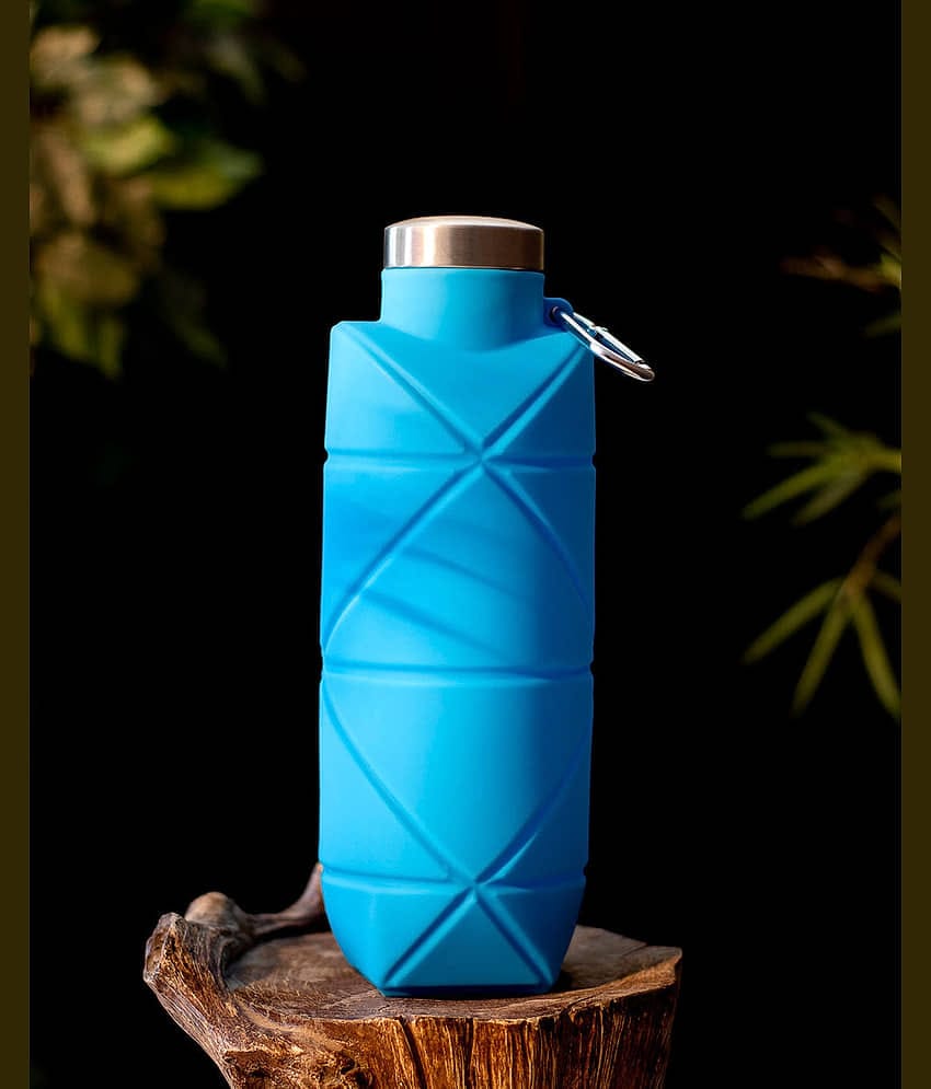Shopeleven Silicone Folding Water bottle Blue Silicone Water Bottle 700 mL ( Set of 1 )