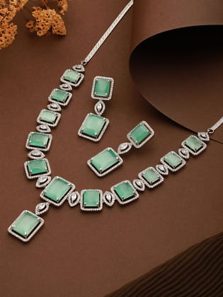 Big turquoise stuuded handcrafted necklace set earrings