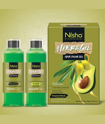 Nisha Herbagel Hair and Beard Colour Gel Original Black 1000ml, Ammonia Free Black Hair Colour Gel, No Parabens, Vegan