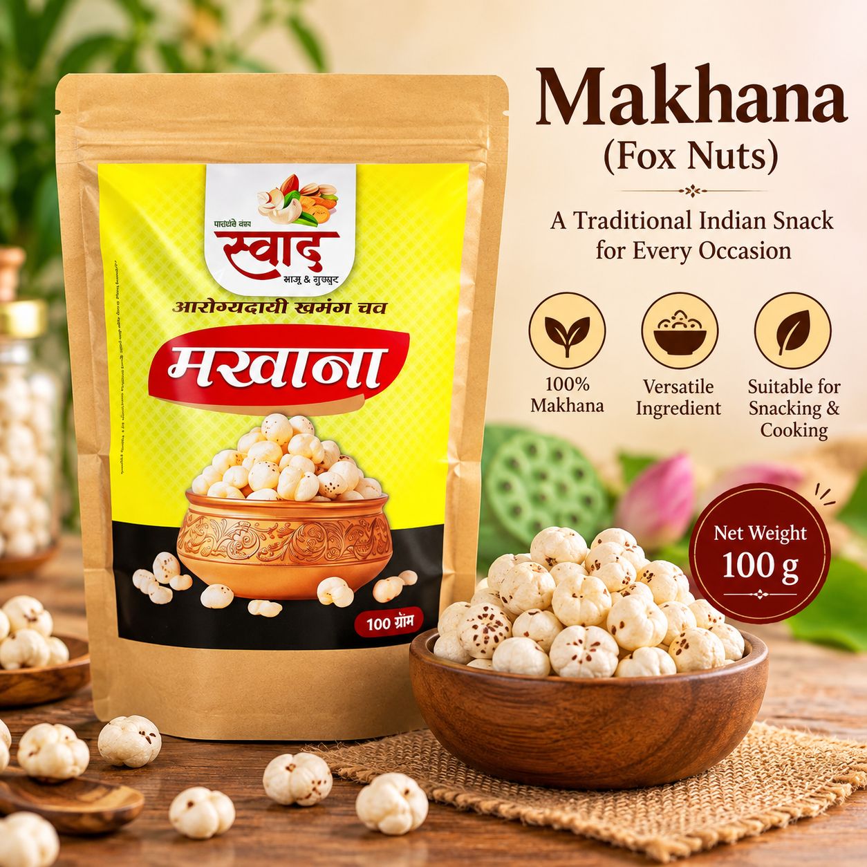 Premium Fox Nuts (Makhana) | Lotus Seeds | Natural & Crunchy Indian Snack