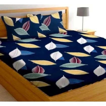 Homdazal Microfibre Abstract Queen Size (Dark Blue with Leaves)