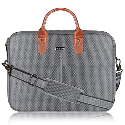 LOREM Grey Color Linen fabric 10L Laptop Messenger Bag For Men & Women BG75