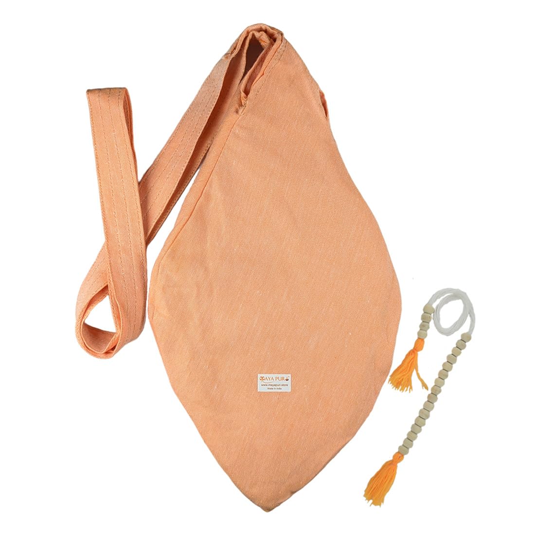 MAYAPURI Pure Cotton Gomukhi Japa Mala Bag, Chanting Bag or Prayer Beads Bag with Zip Pocket and Sakshi Mala Counter