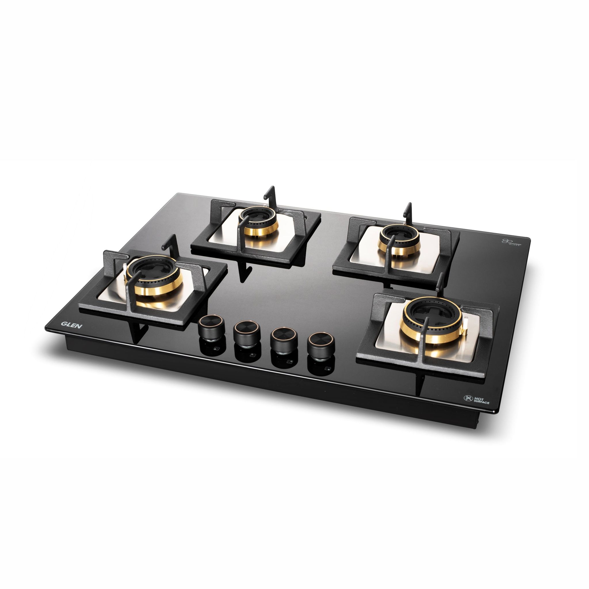 4 Burner Glass Gas Hob Top with Total Double Ring Brass Burner (1074CIHTTDB)