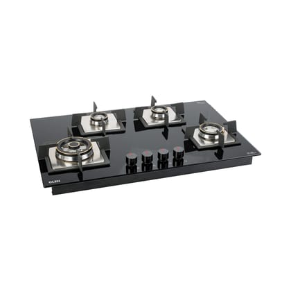 4 Burner Glass Hob Top Triple Ring, Double Ring Forged Brass Burner Flame Failure Device Auto Ign (1074 SQHTTRFFD)