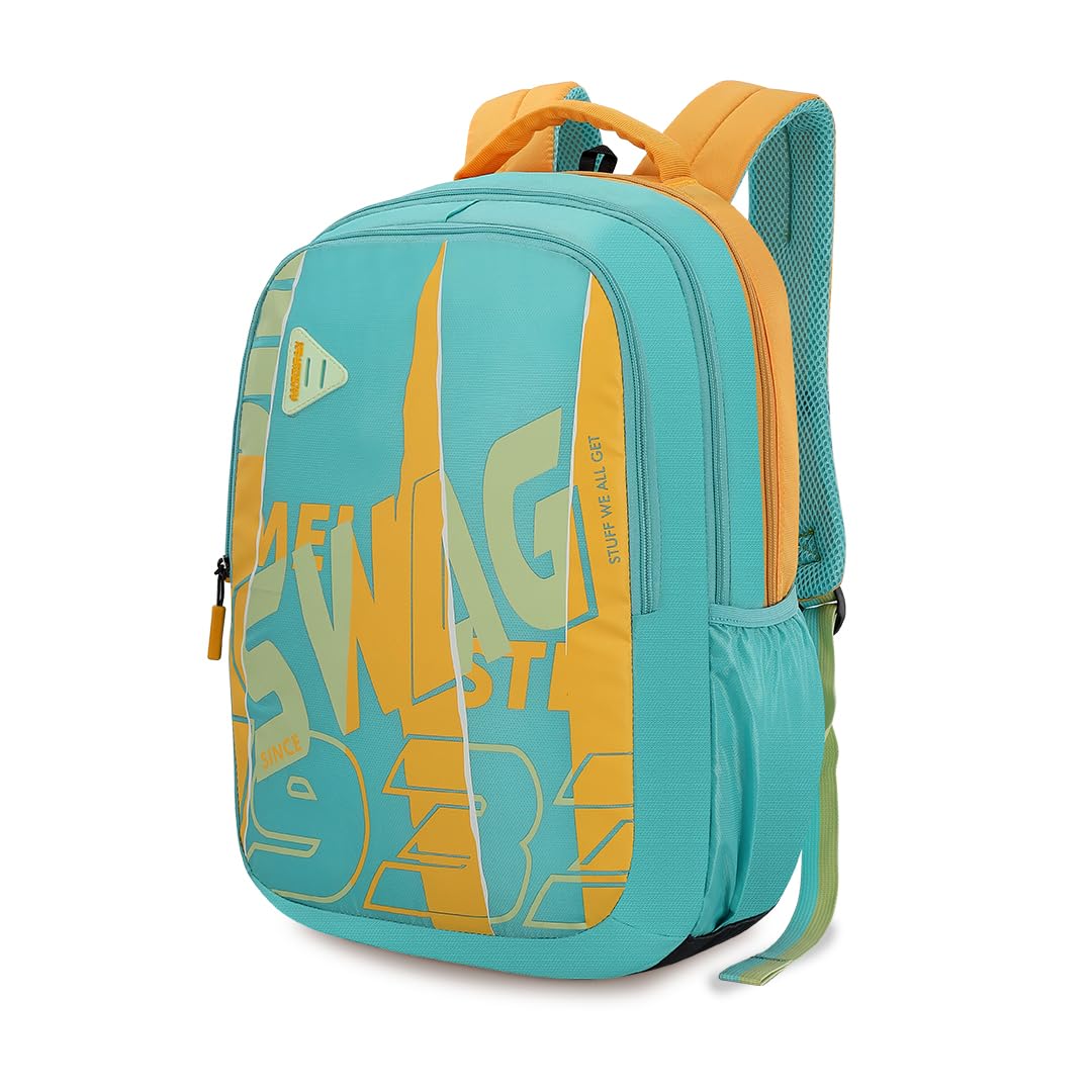 Fizz Style 06 | 31L Backpack | School Bag | 3 Compartments | School & College Backpack for Men and Women | Large Volume Design | Light Blue | 1 Year Global Warranty