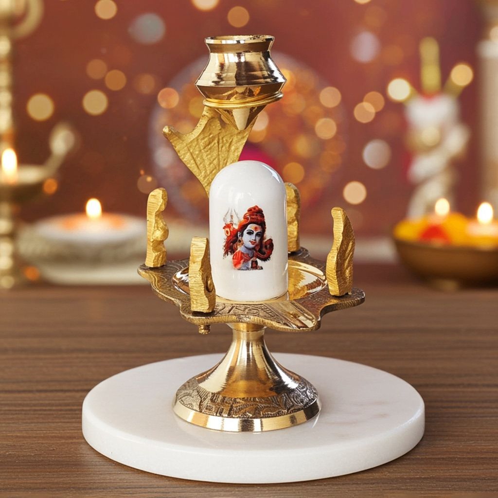 Brass Shiv Parivaar White Stone � Size 1 Family Idol, Height : 4.5 Inch (ZMAS463 B)