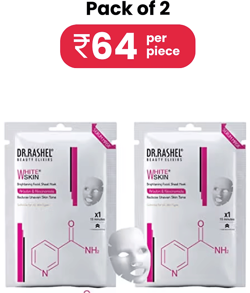 DR.RASHEL White Skin Sheet Mask for Deep Hydration Suits All Skin Types 20 gm each ( Pack of 2)