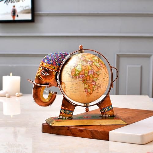 Decorative Globe Metal Elephant Table Top Showpiece Globe,Home House Decoration items,Decor and Gift for Living