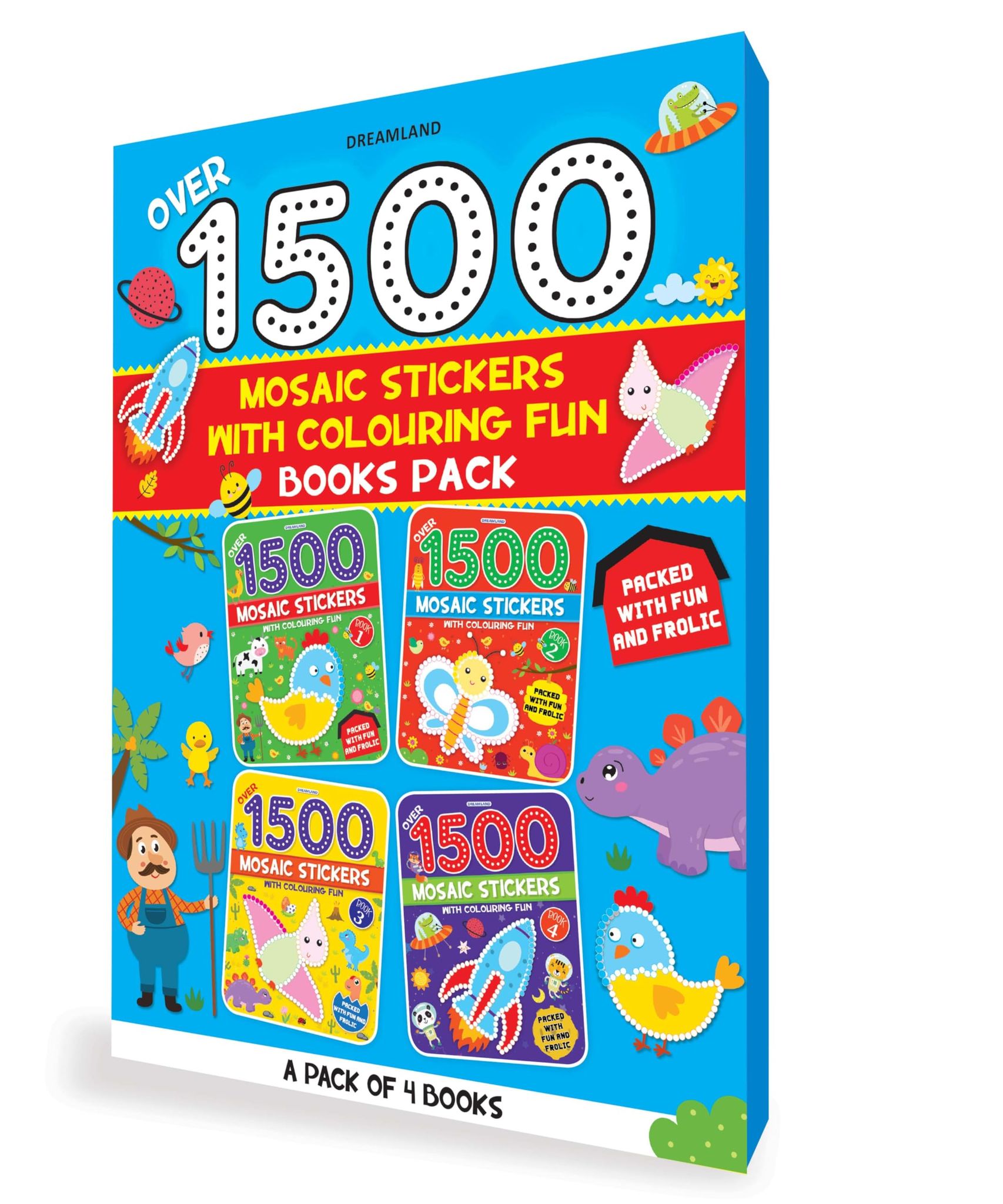 1500 Mosaic Stickers Books Pack - A Set of 4 Books Sticker Book for Kids Age 4 - 8 years [Paperback] Dreamland Publications