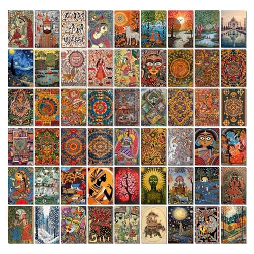 Wall Collage Kit 54 PCS Posters for Room Decor | Traditional Madhubani, Mandala, Tribal & Cultural Aesthetic Wall