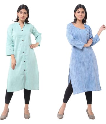 DESHBANDHU DBK - Multicolor Cotton Women's Straight Kurti ( Pack of 2 )