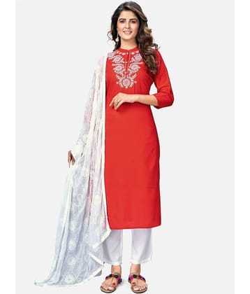 Vbuyz - Red Straight Rayon Women's Stitched Salwar Suit ( Pack of 1 )
