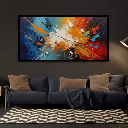 Luminary Celestial Stream – Serene Flow Museum-Quality Cotton Canvas Art for Living Room Décor | Frame Size (127 X 69 Cm) | Frame Type (Black) | 5-Year Warranty