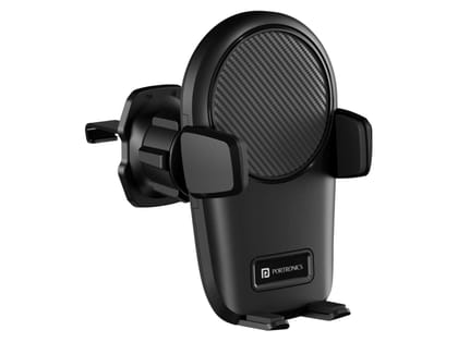 Portronics Clamp Z Car Phone Holder Stand with 360 Degree Rotation, AC Vent Mount, Strong Grip, Single Hand Use, Shockproof Build, Mobile Stand for Car