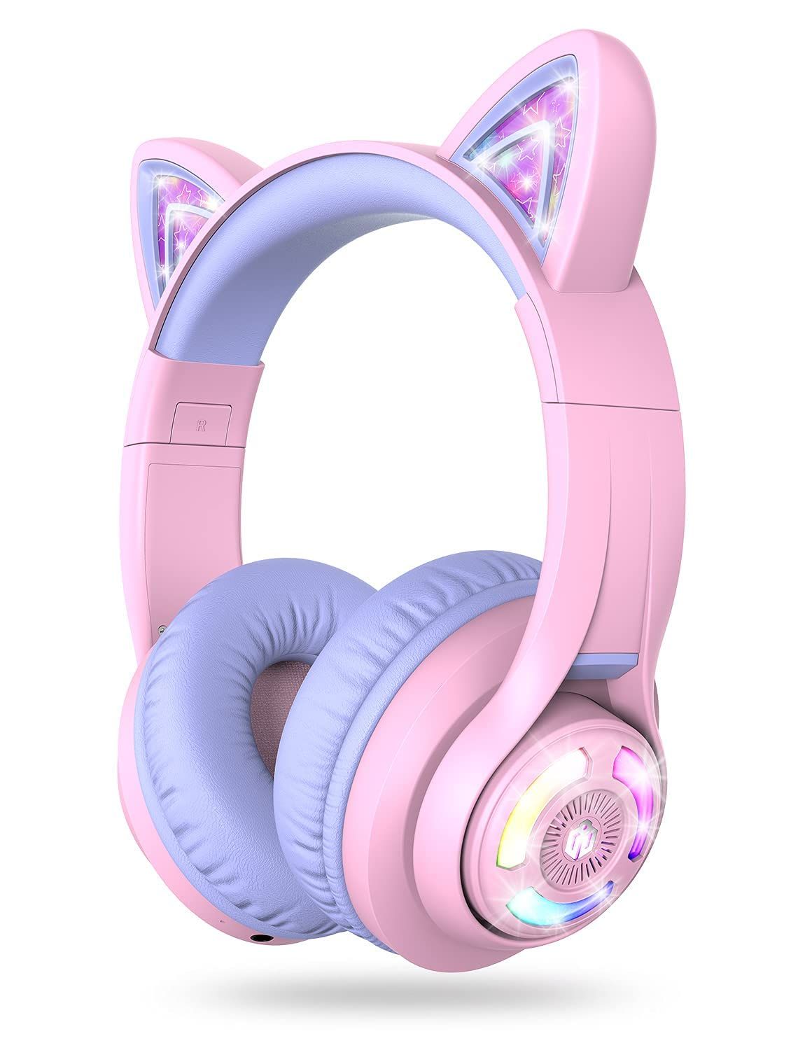 iClever BTH13 Bluetooth Kids Headphones with Mic, Over Ear Headphone Wireless Cat Ear Headphone for Girls Birthday Gift Safe Volume Limited, 45H Playtime, Portable Headset for iPad, Purple iClever BTH13 Bluetooth Kids Headphones with Mic, Over Ear Headph