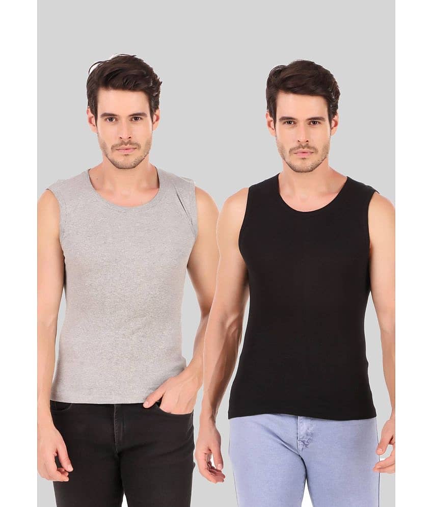 Hap Kings Pack of 2 Cotton Sleeveless vest For Men ( Multi )