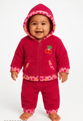 Winter Suit for Infants, Hooded Snowsuit with Fur Trim, Warm Fleece Holiday Outfit